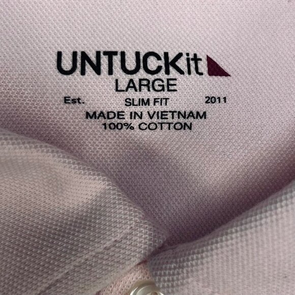 UNTUCKit Large Pink Long Sleeve Knit Shirt Button Down Golf Work - Picture 4 of 7